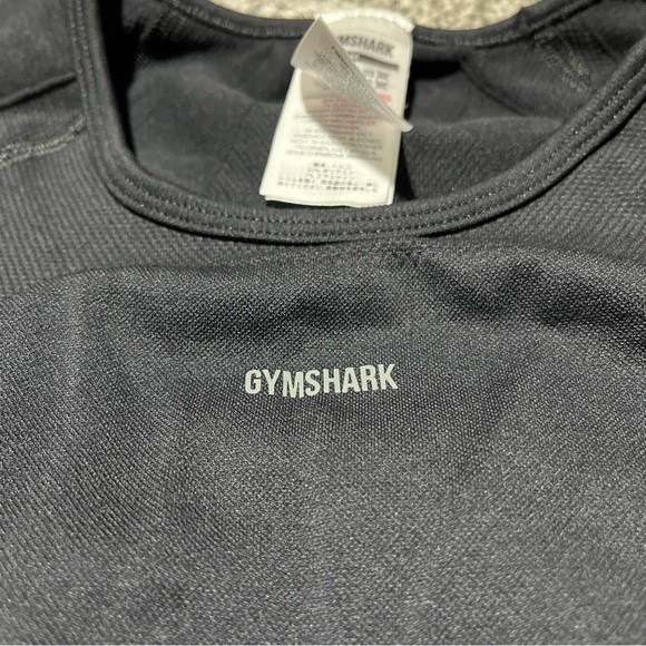 Gymshark Long Sleeve Crop Top Women's M Solid Black Fitted Workout Shirt - Picture 2 of 9